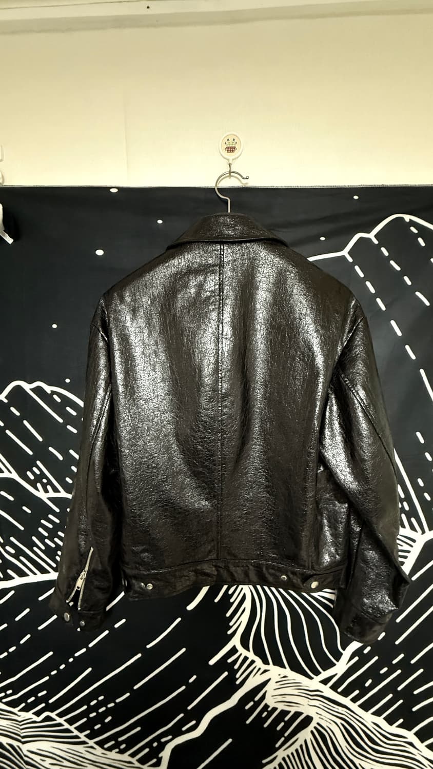 노이어 크랙 크롭레더 자켓(블랙) 상품이미지5