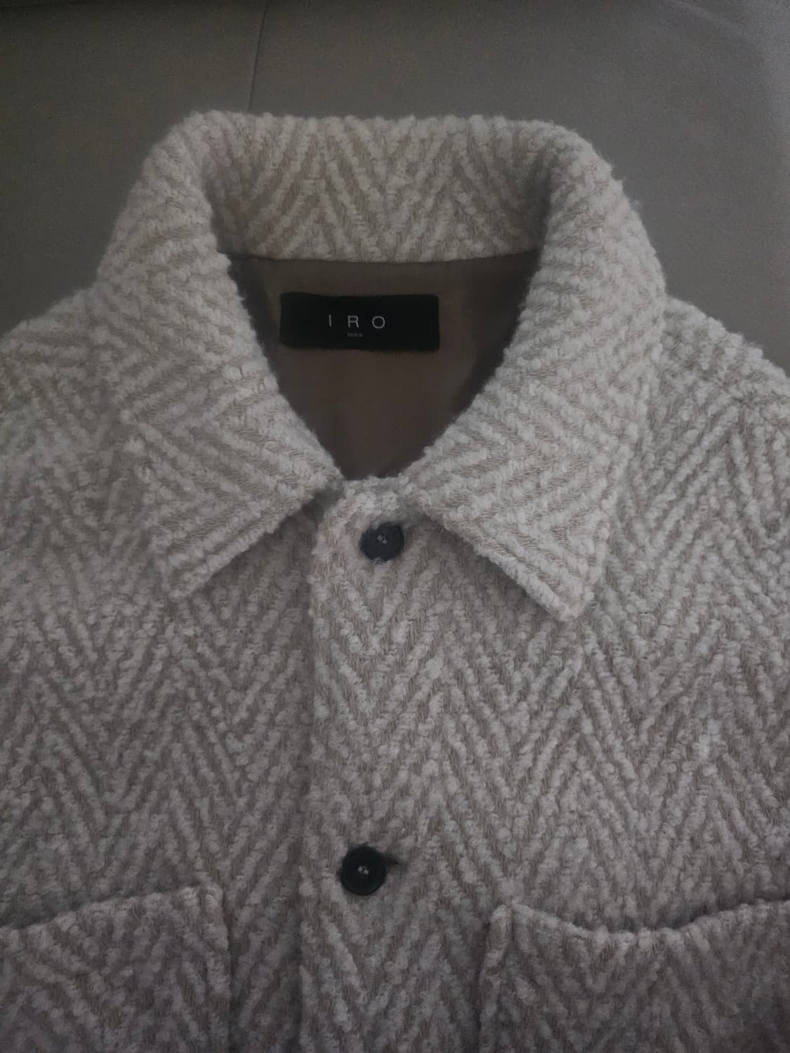 [거의 새것] 이로 (IRO)트위드 헤링본 울 부클 자켓 점퍼 100 상품이미지3