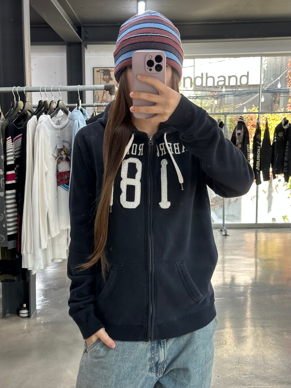 아베크롬비 글리터 넘버 후드집업 상품이미지1