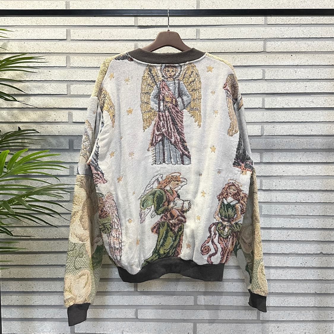 USA VINTAGE 러그 블랭킷 리메이크 자켓 플라워 패턴 디테일 노랑 상품이미지3