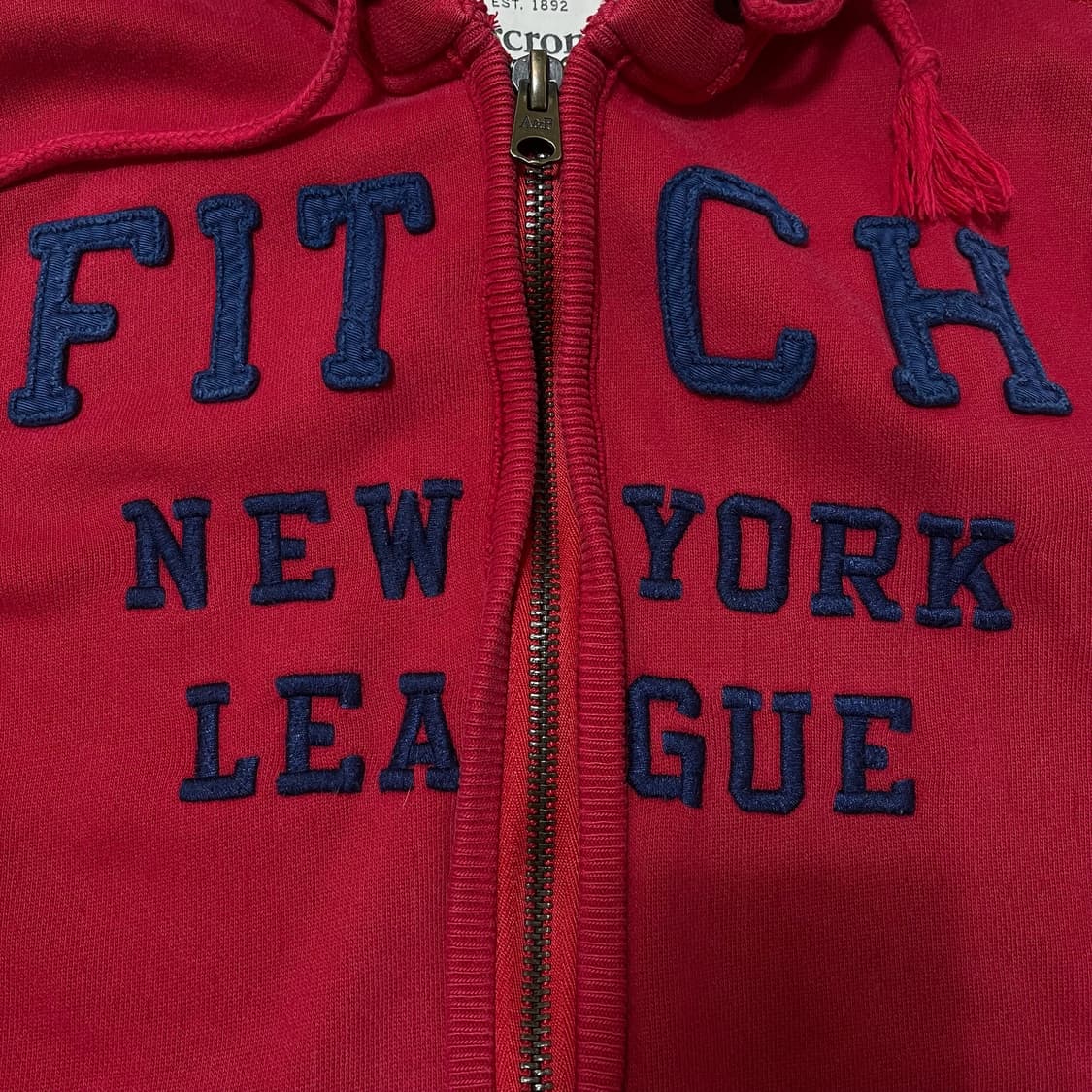 아베크롬비 빅로고 레드 후드집업 M/95  상품이미지3