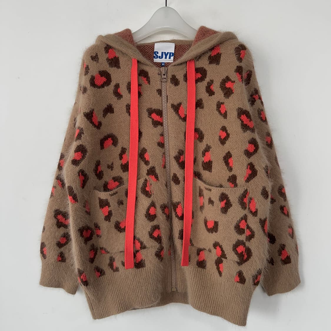 SJYP 레오파드 패턴 니트 후드 가디건 (BG) 상품이미지2