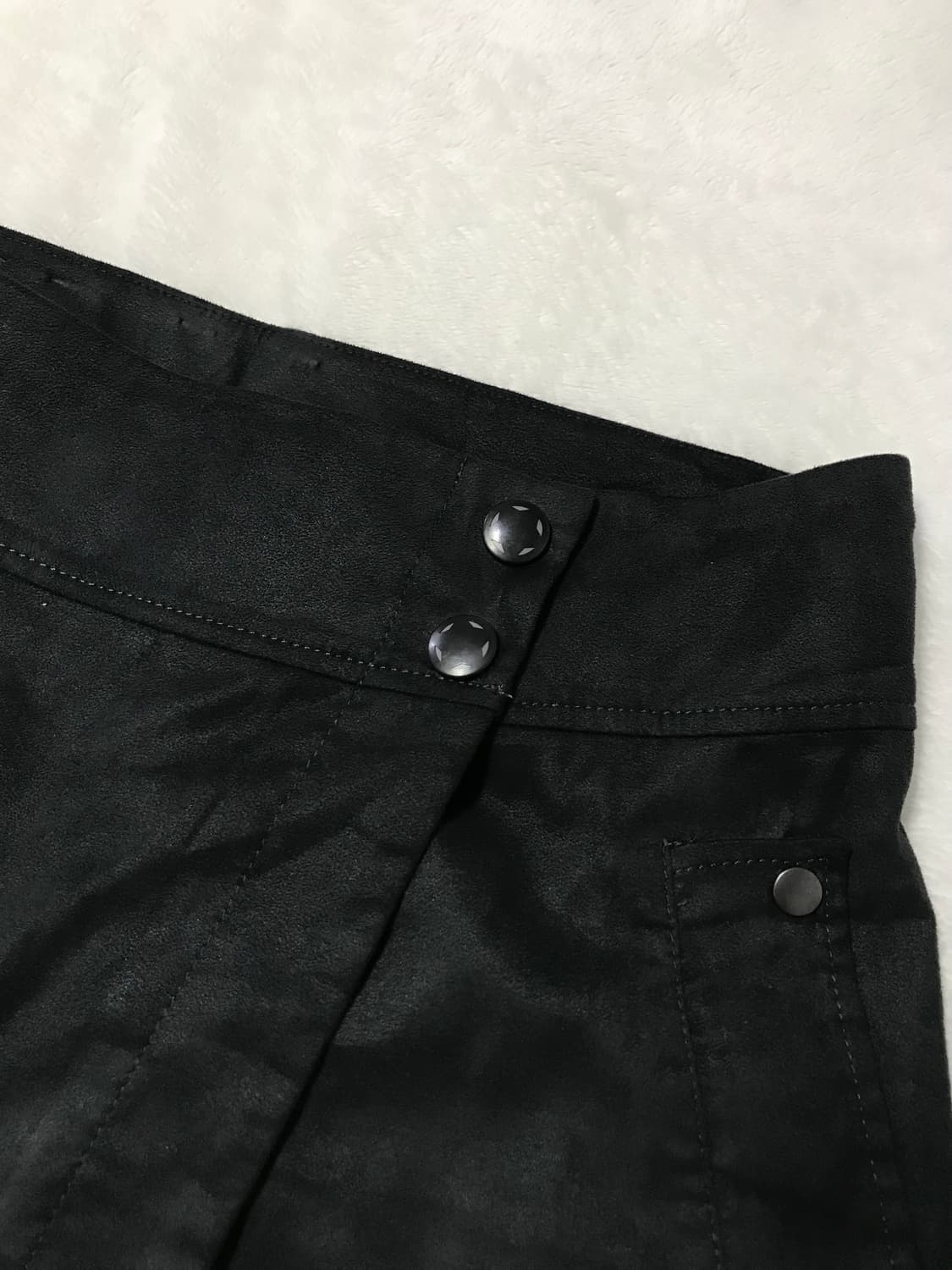 블랙 가죽 랩 스커트 팬츠 반바지 치마바지 상품이미지3