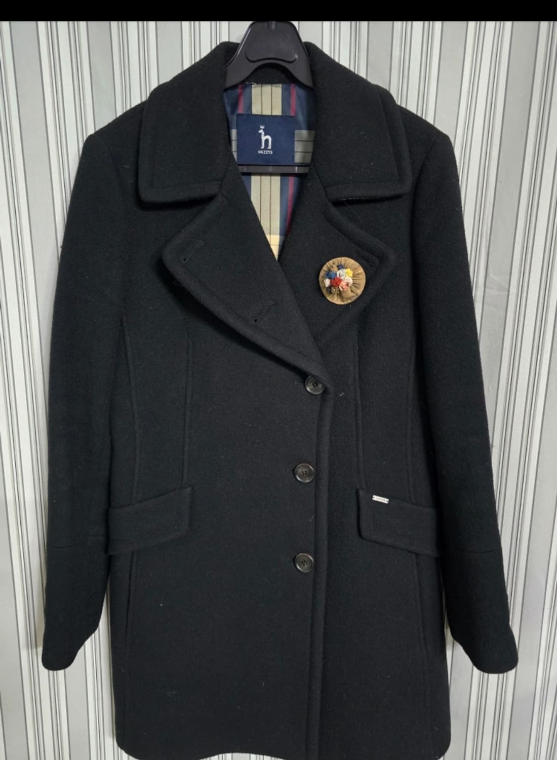 (85-160)해지스 여성 블랙 모앙고라 혼방 코트 상품이미지1