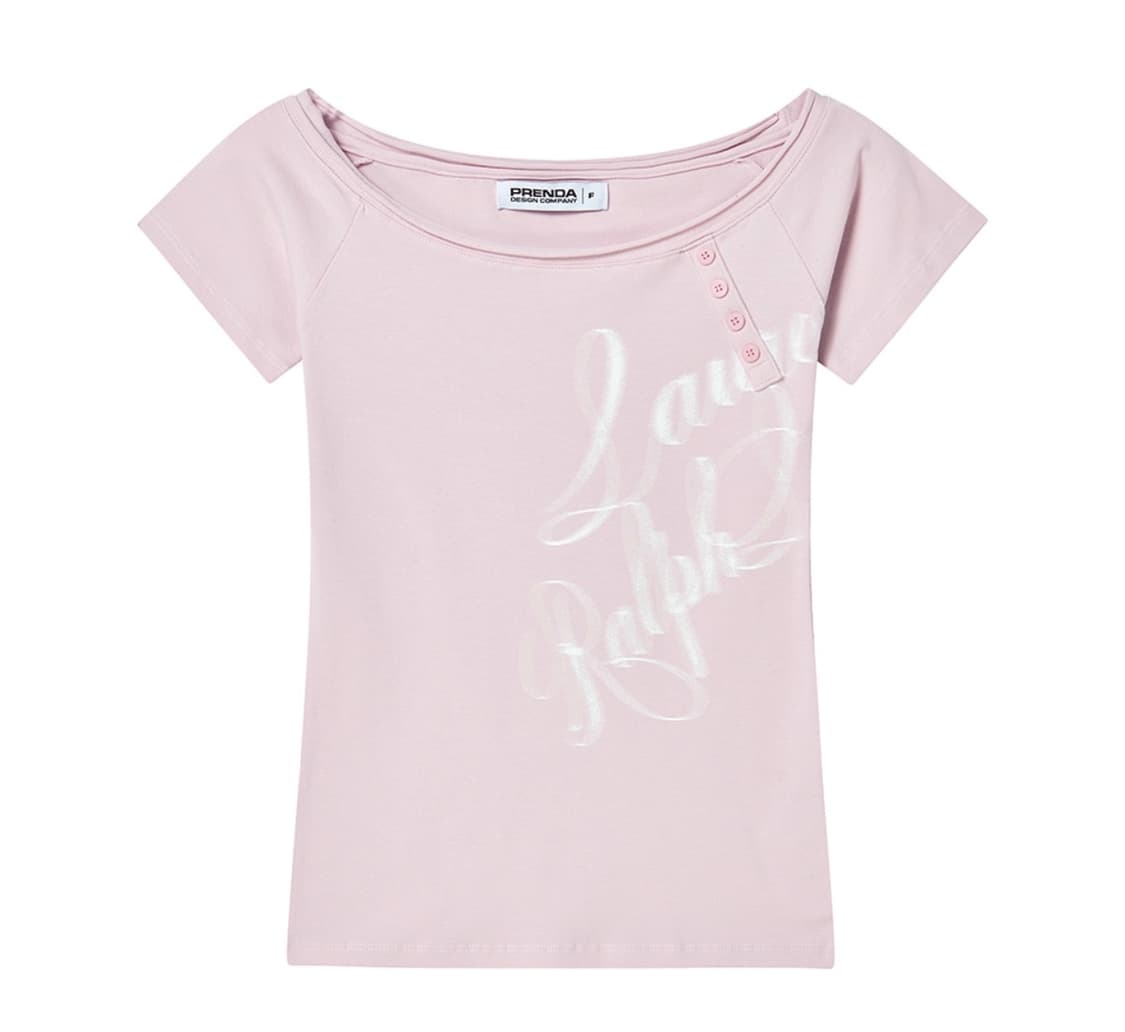 LETTERING ONE OFF SHOULDER SHORT SLEEVE  상품이미지5