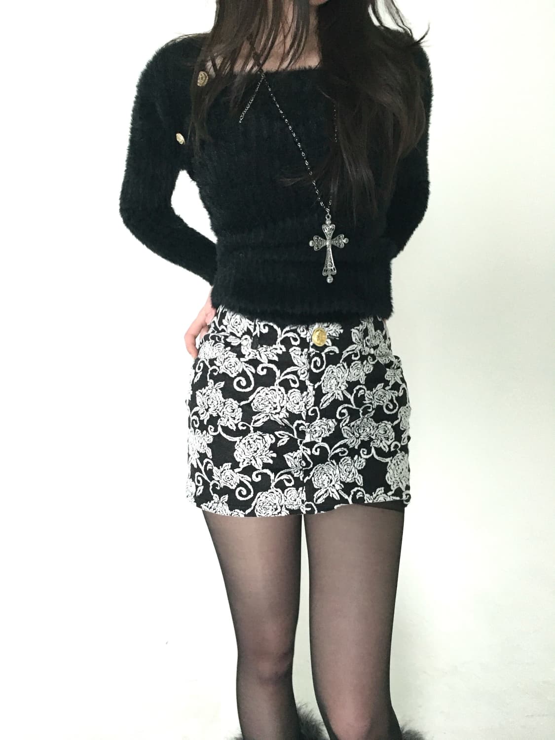 Cecilmcbee black jacquard mini skirt  상품이미지5