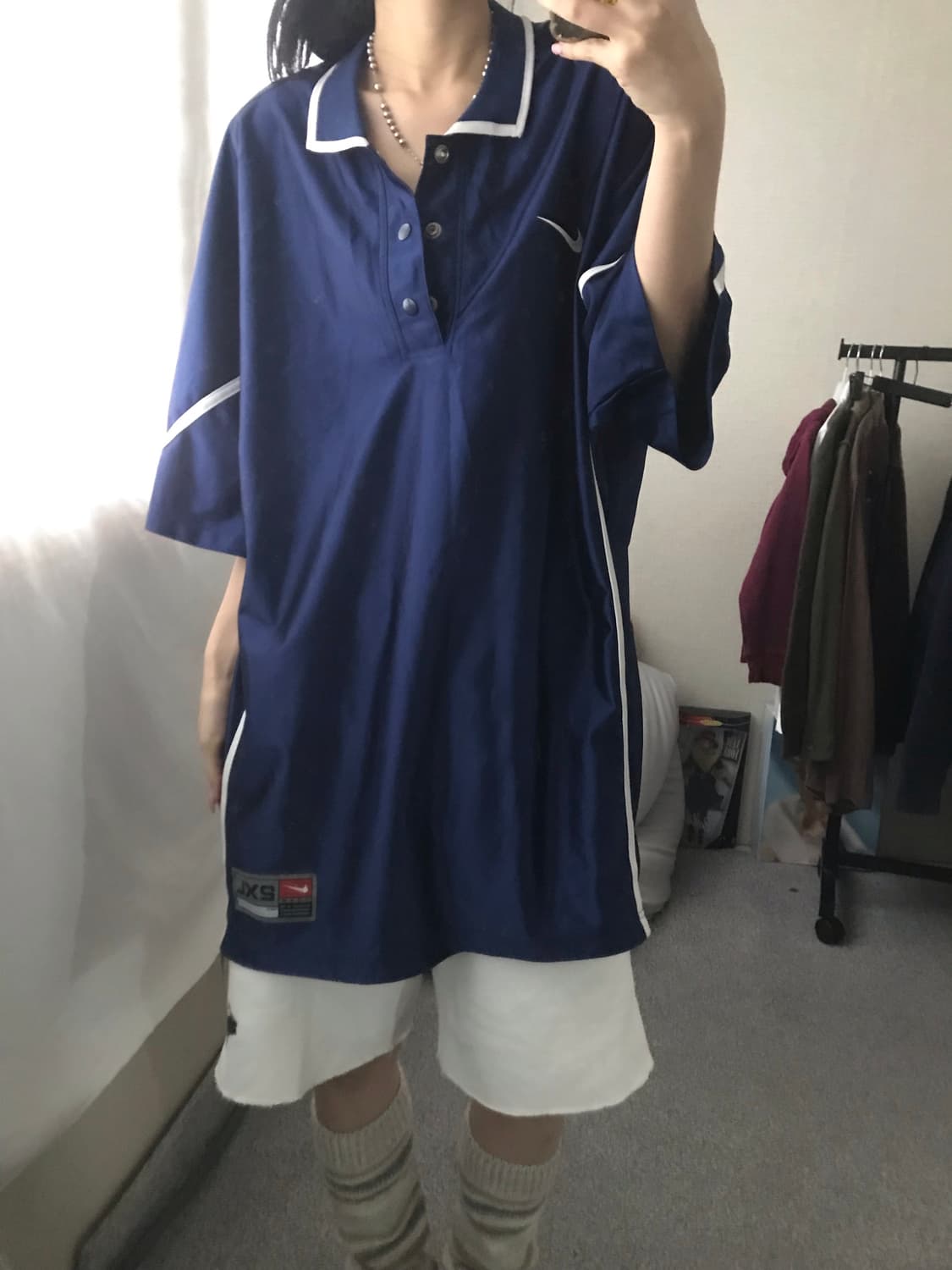 나이키 00s 네이비 새틴 반팔티셔츠 상품이미지2