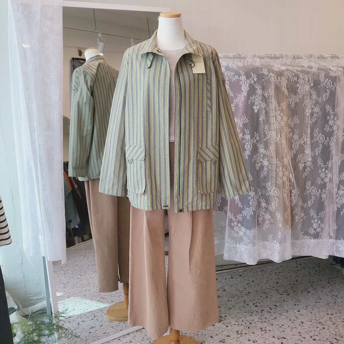 kaoryinu 레인보우체크 하이넥 자켓 상품이미지3