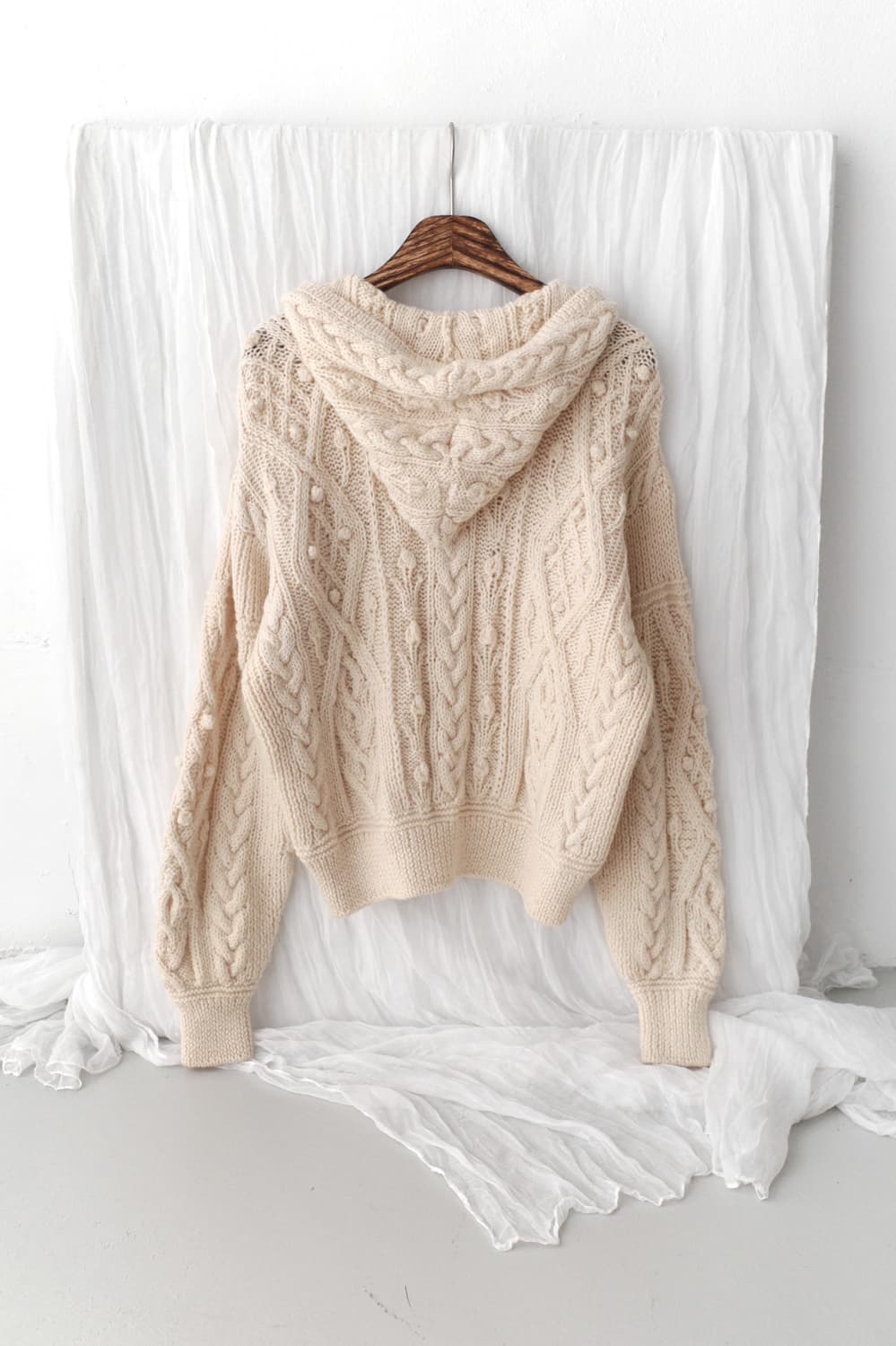 riodecent) crochet knit hood zip-up  상품이미지2