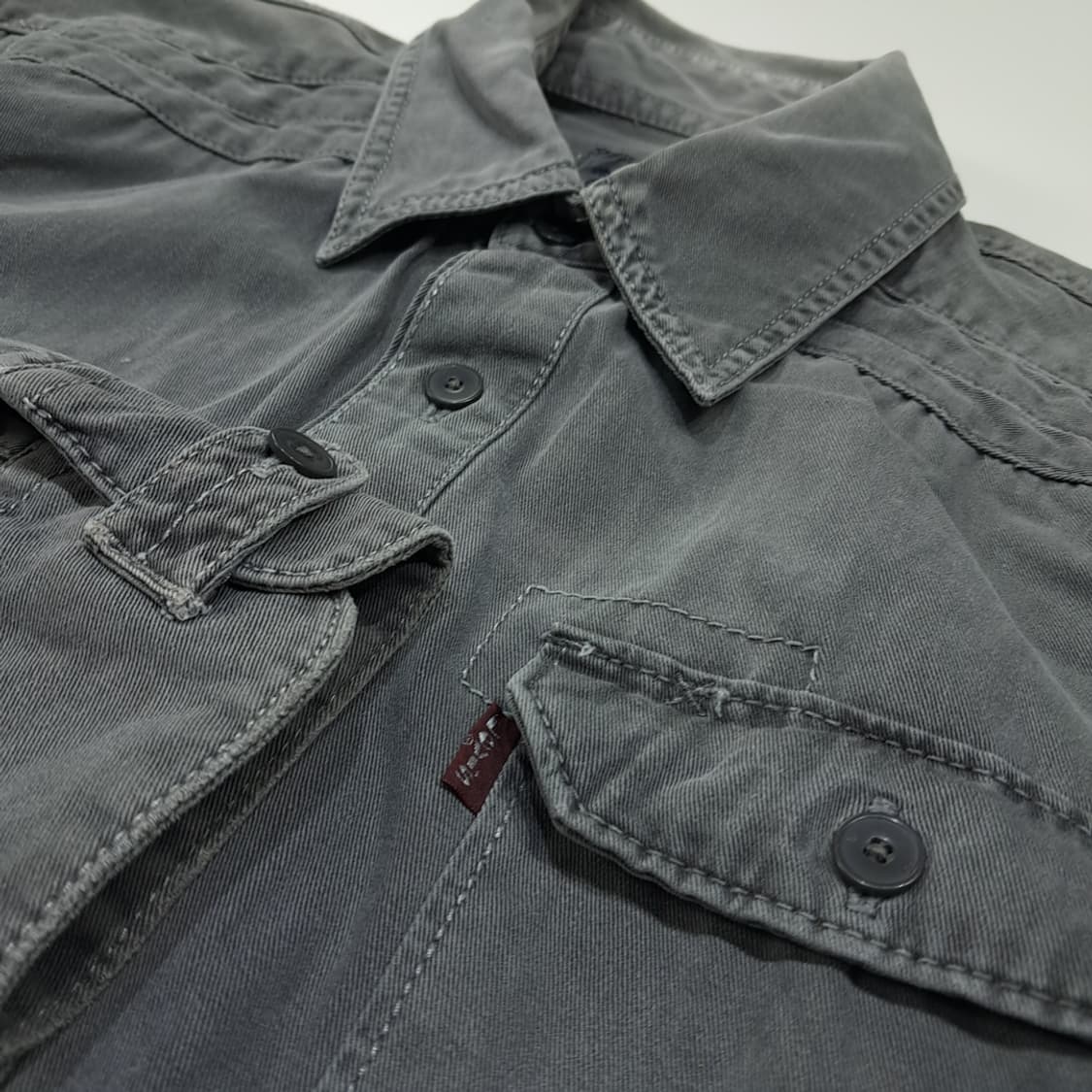 CL926 M 리바이스s 빈티지 워싱 차콜 긴팔 데님 워크 셔츠 상품이미지4