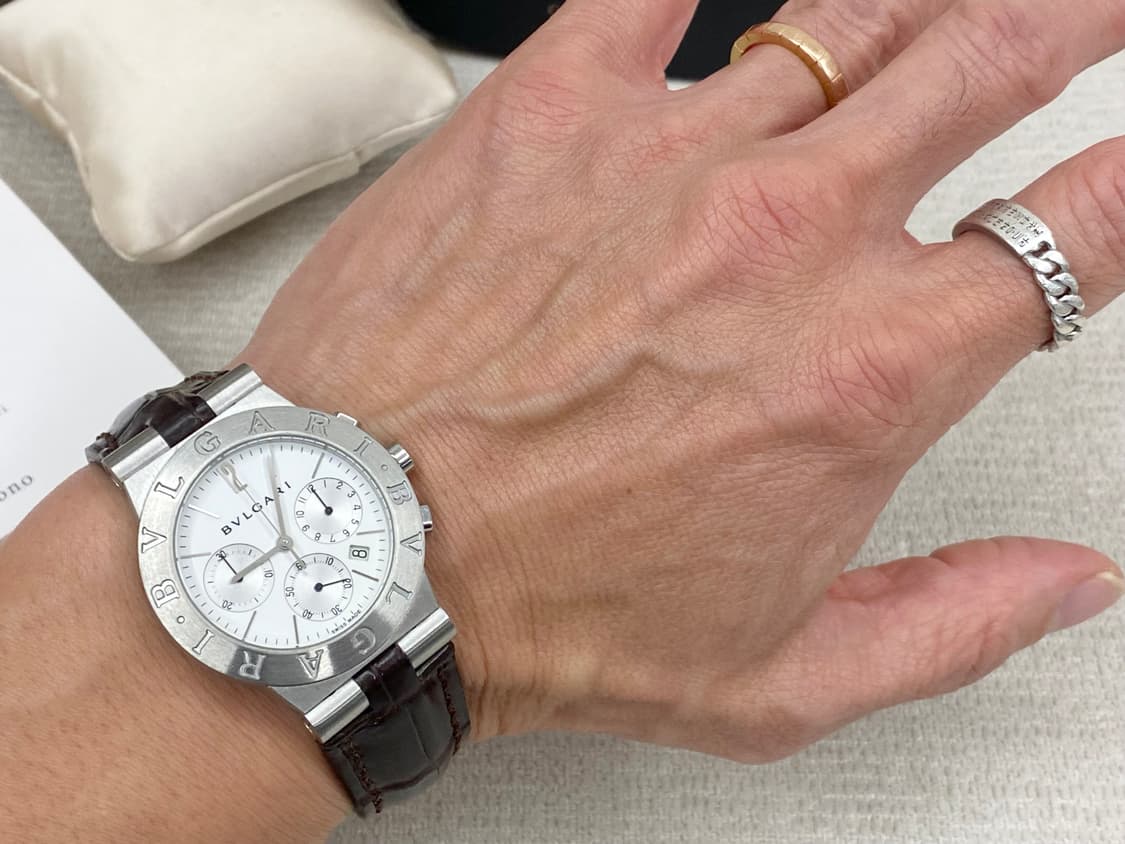 불가리 디아고노 CH35S 35mm 화이트 크로노 쿼츠 미듐 중형 상품이미지3