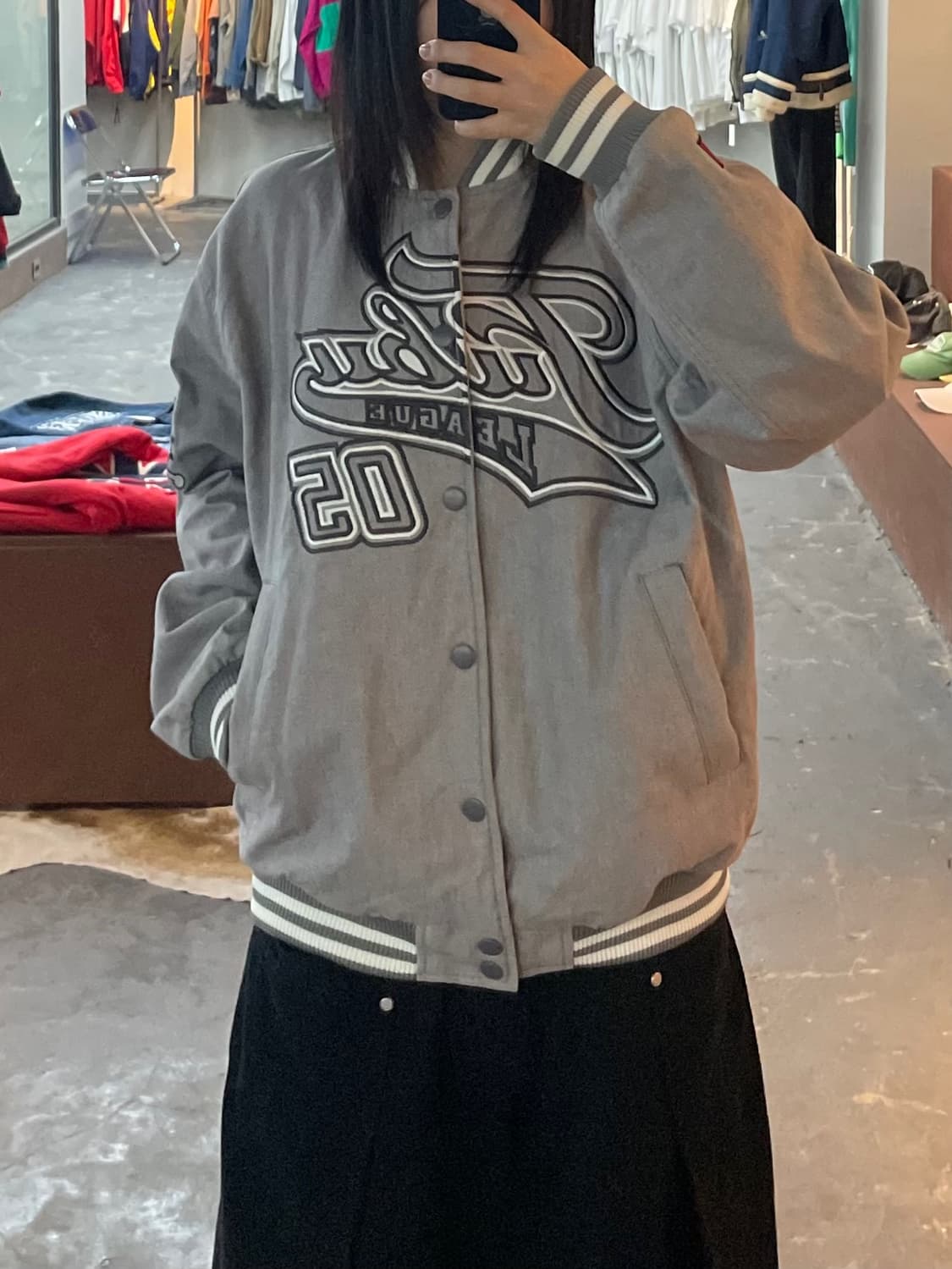 후부 빅로고 데님 바시티 자켓 H2197 상품이미지1