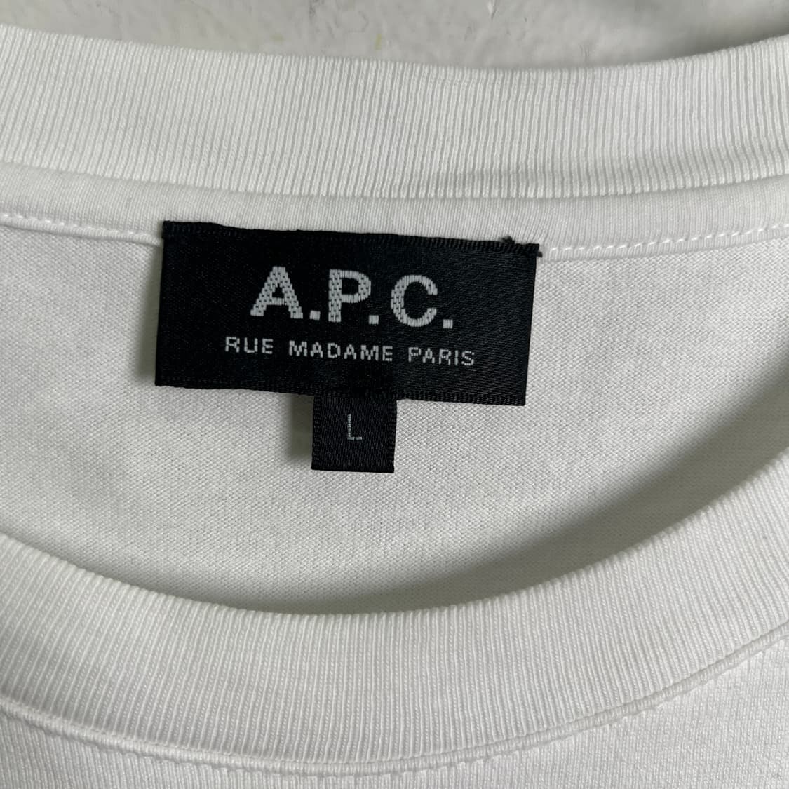 A.P.C 아페쎄 화이트 로고 반팔 티셔츠 L 상품이미지4