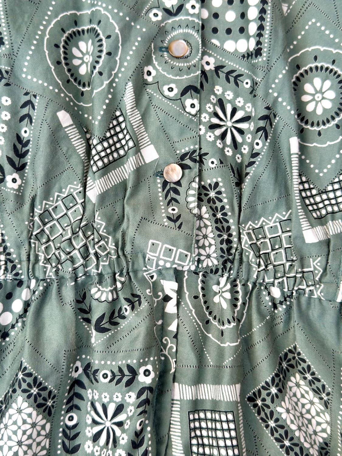 모던빈티지풍 그린 패턴 롱 원피스 상품이미지5