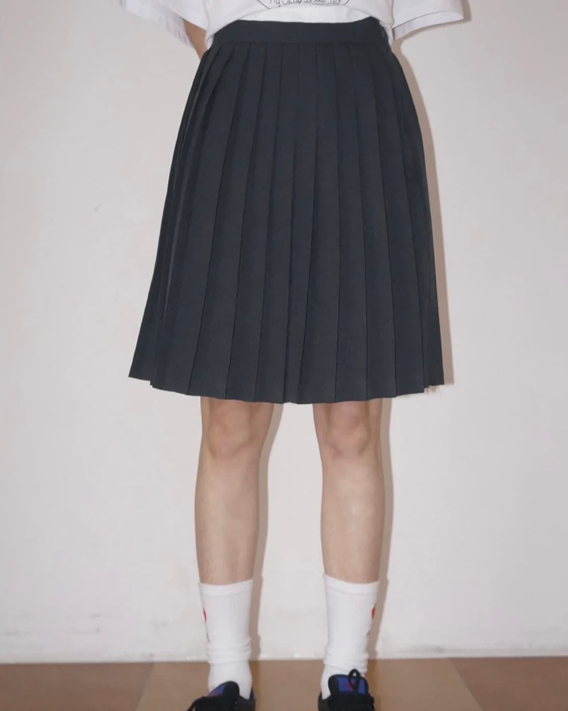 아케 |  스쿨룩 미디 플리츠 스커트 상품이미지1