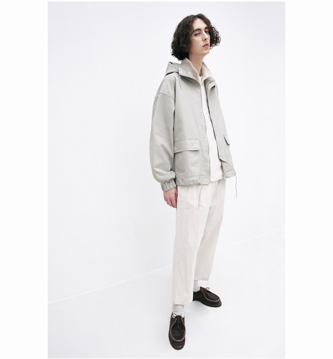 파르티멘토 코드 후드 집업 자켓 스모크레이 L 상품이미지3