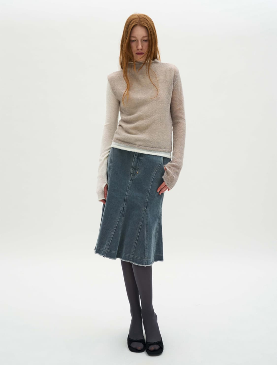 파르티멘토우먼 더블 레이어 모크넥 니트 탑 상품이미지4