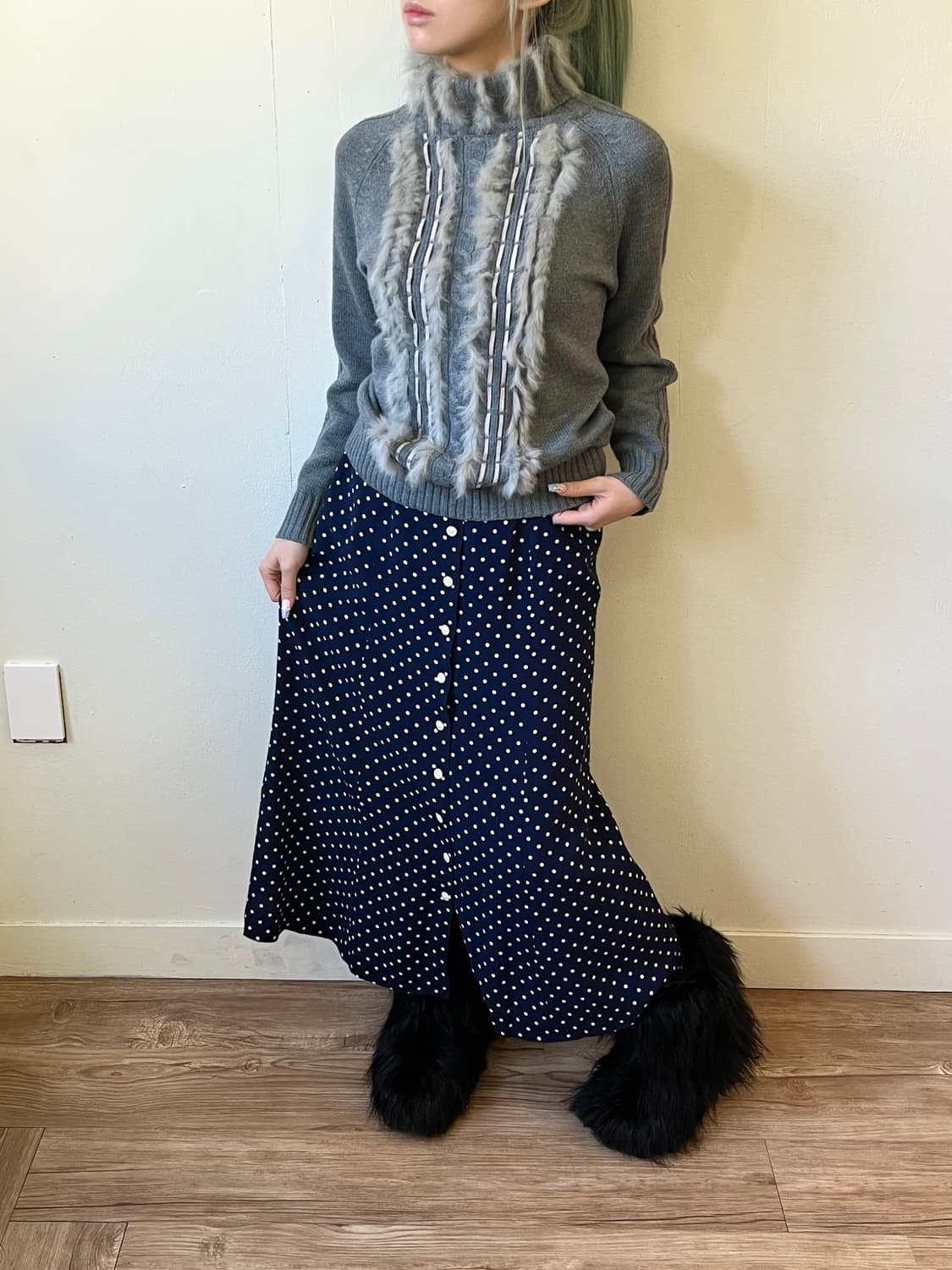 be.SALADY 실루엣 도트 스커트 상품이미지4