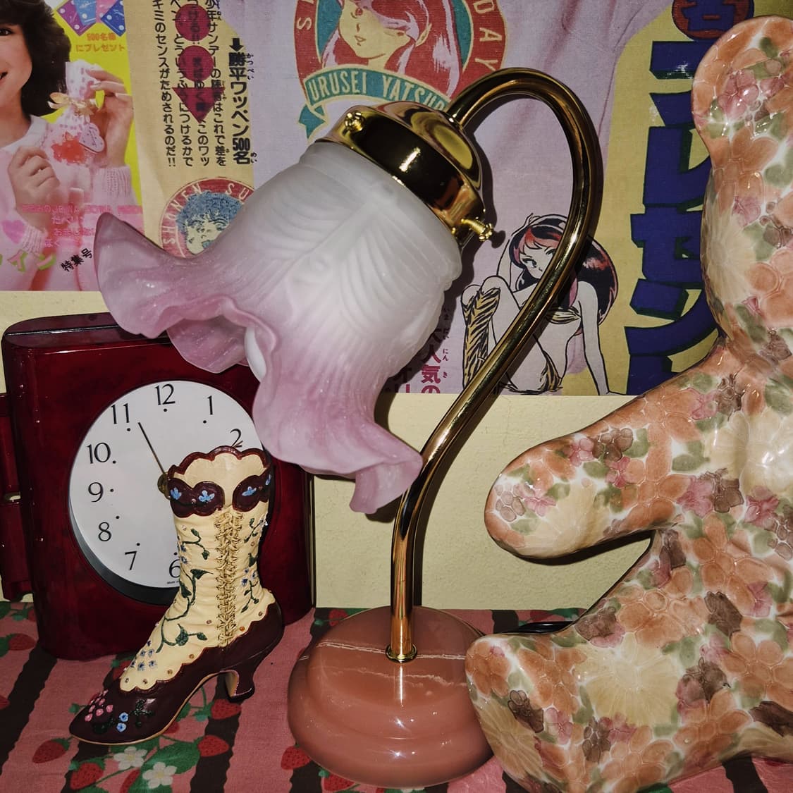 90s 키시마 레트로 핑크 마블 불투명 프릴 램프 상품이미지10