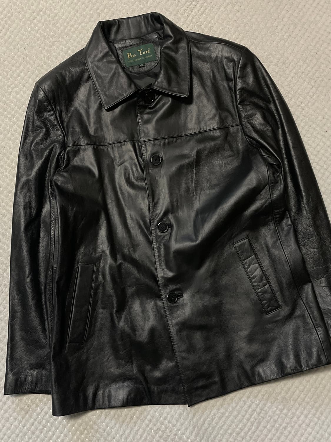 웨스턴 무드 카우하이드 소가죽 레더 카 코트 상품이미지5