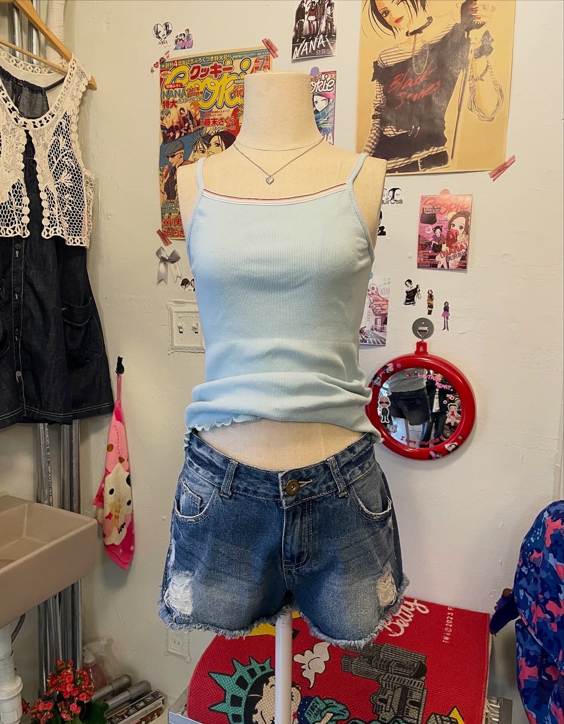 스터드 데님반바지 [무배] 상품이미지1