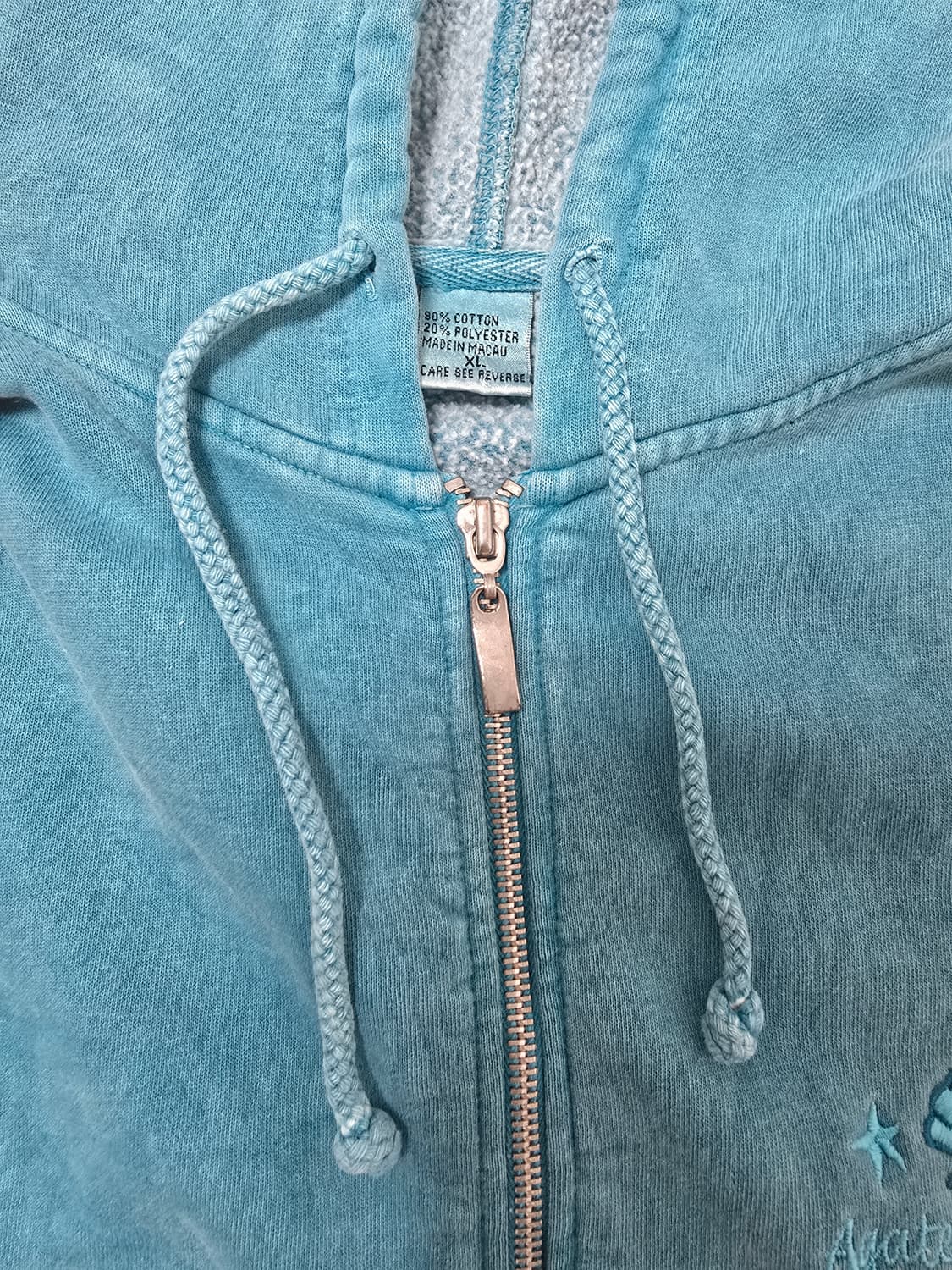 빈티지 청록 피그먼트 워싱 풀짚업 후드 XL 상품이미지3