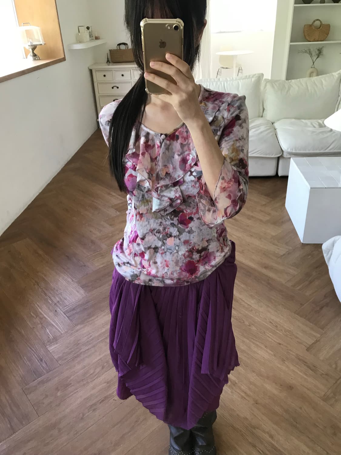 vintage purple pleats skirt 상품이미지7