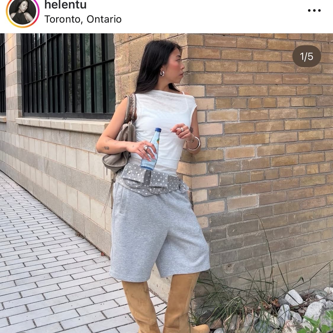 도트 미니 포켓 벨트 - 그레이 상품이미지2