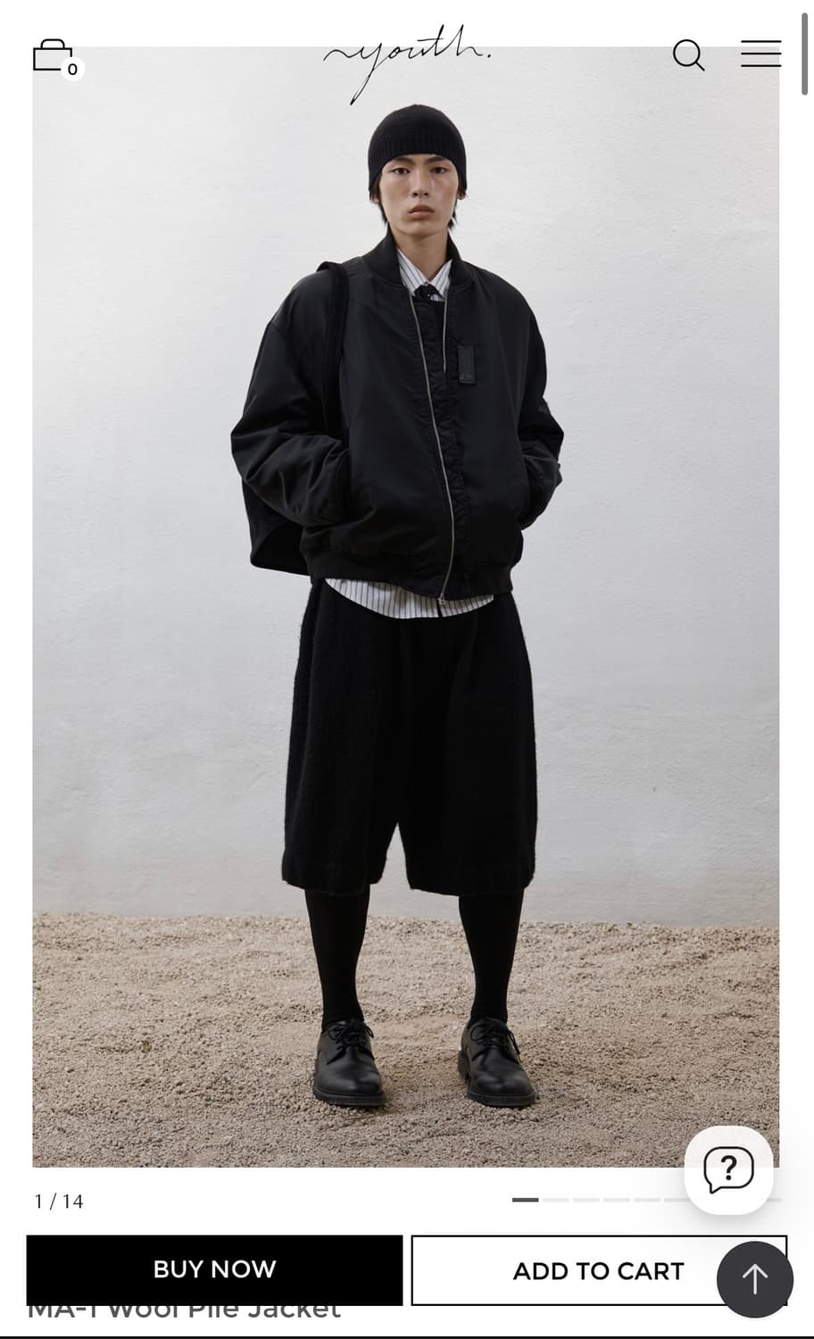 25 FW 유스 MA-1 울 파일 자켓 블랙 L 상품이미지1