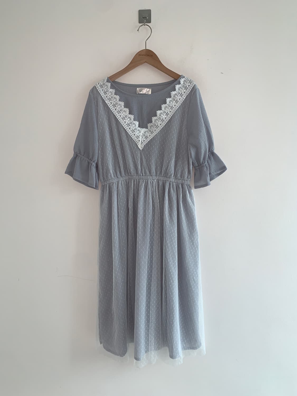 Lace v neck dot dress 상품이미지2