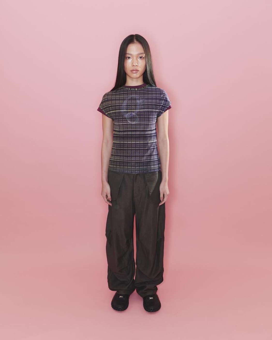 오들리워크샵 Dark Tartan Mesh Tee 상품이미지2
