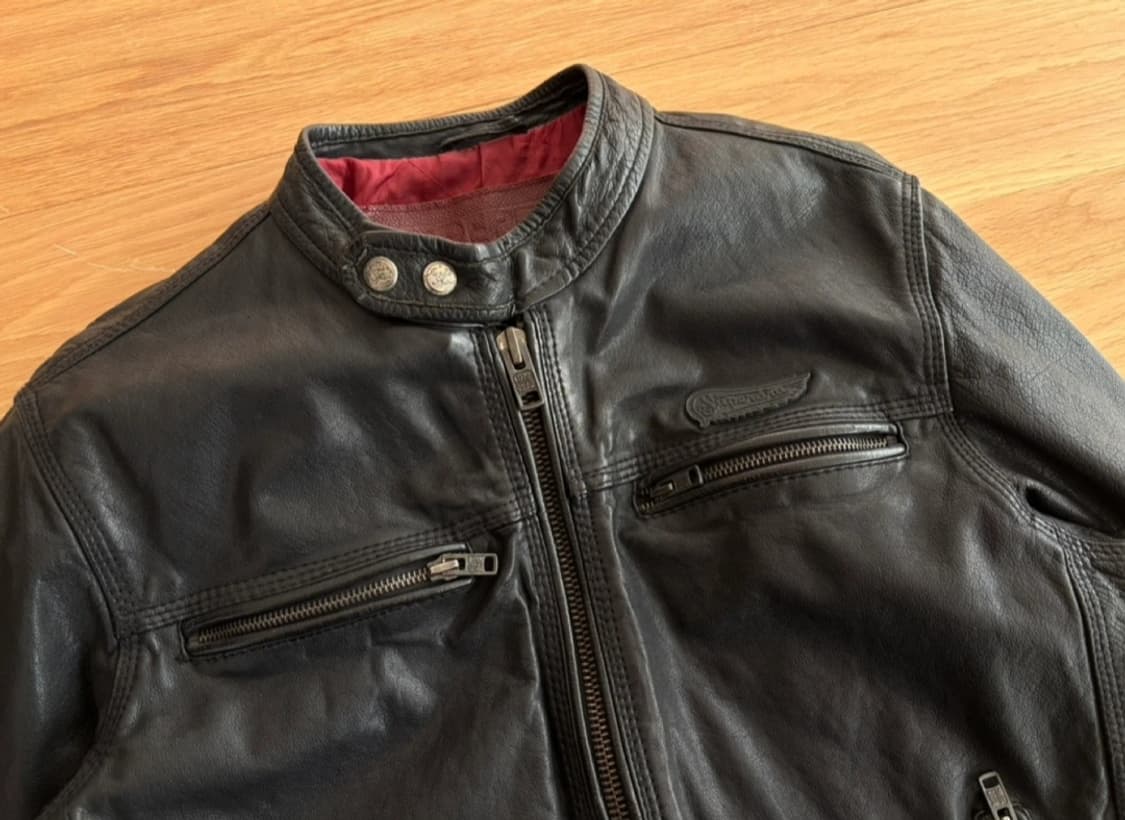 슈퍼드라이 바이커 가죽 자켓 M 상품이미지2