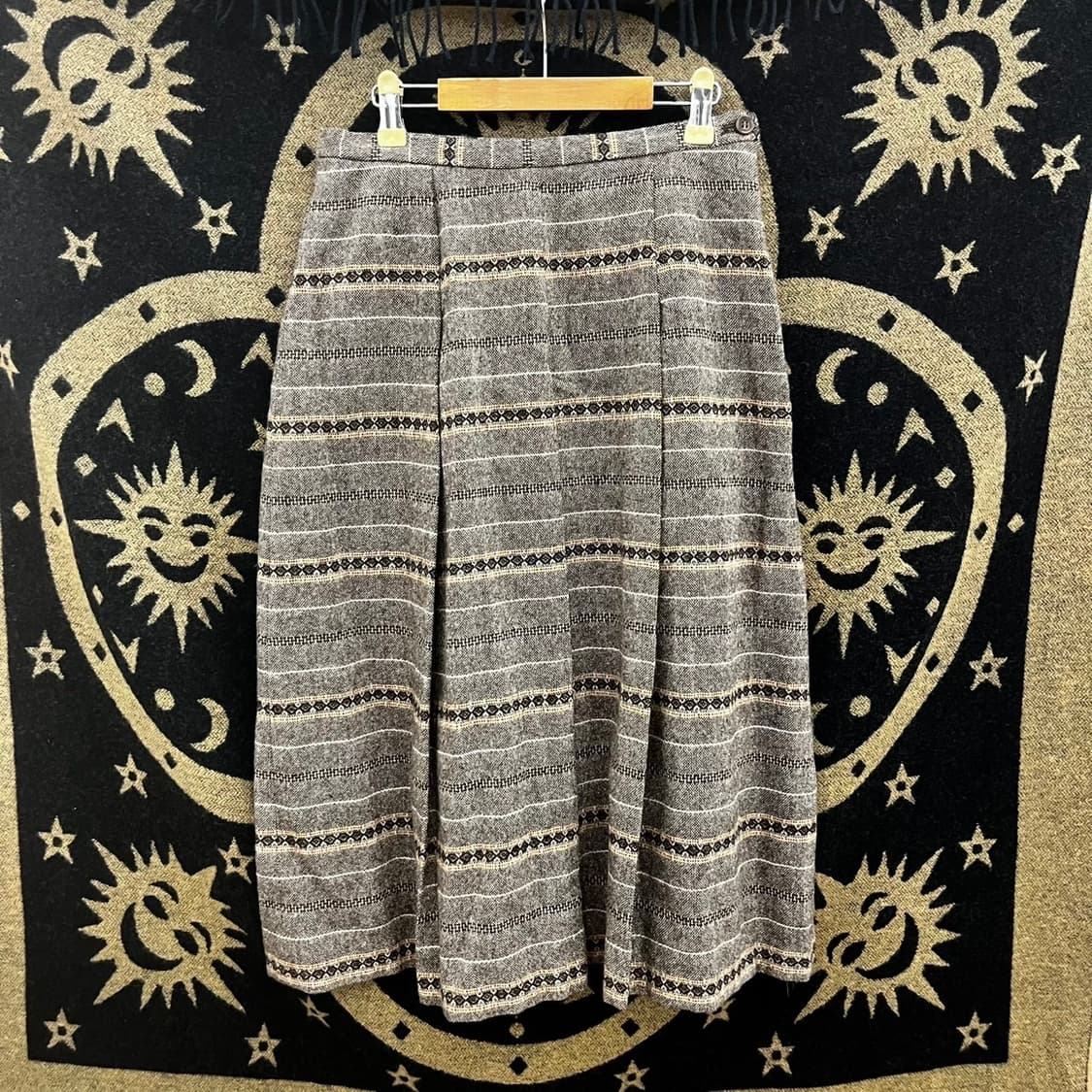 빈티지 보헤미안 에스닉 패턴 핀턱 플리츠 롱스커트 K0055 상품이미지3