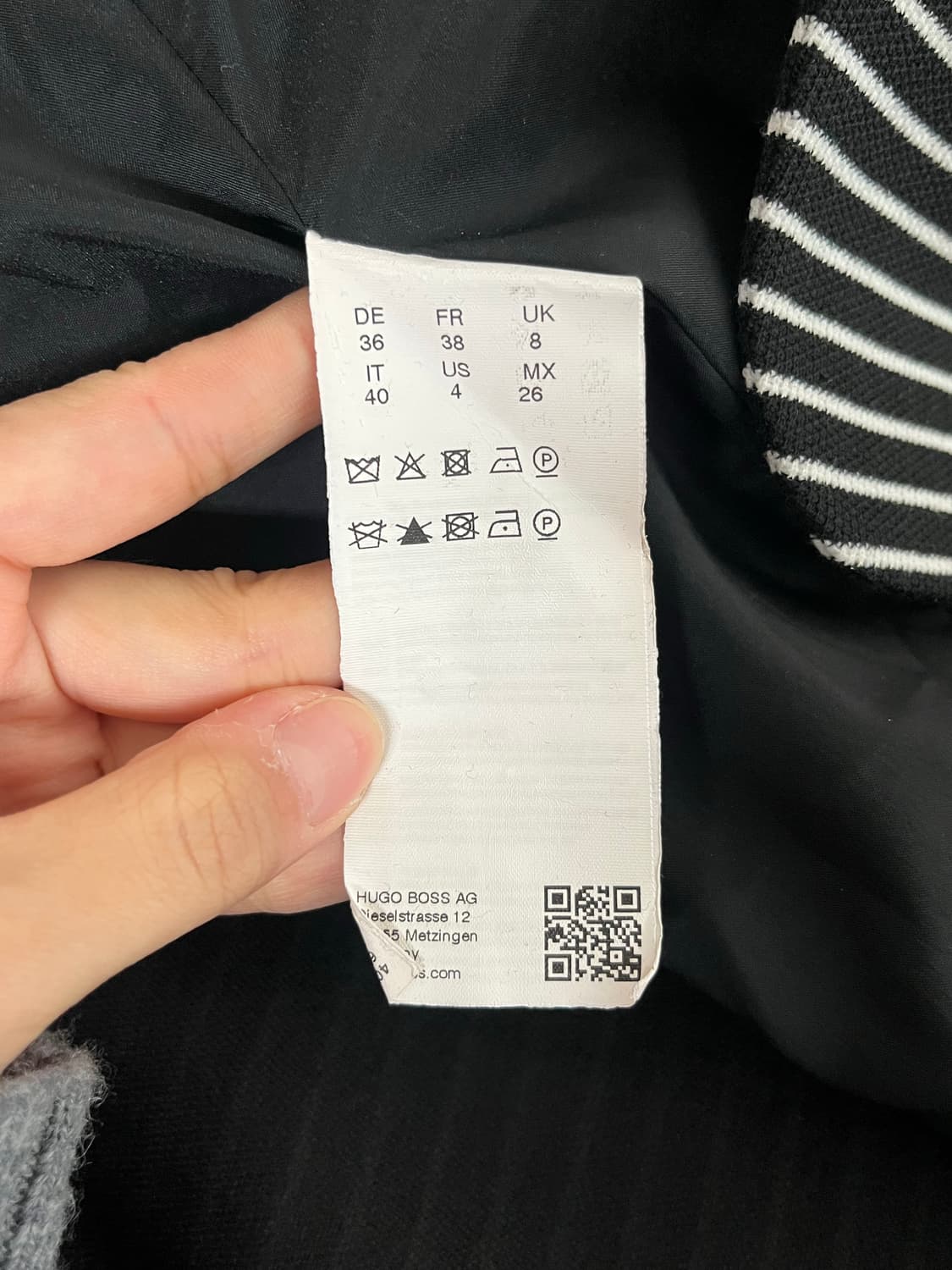 S) 휴고 보스 BOSS 여성 원버튼 스트라이프 자켓 블랙 상품이미지5