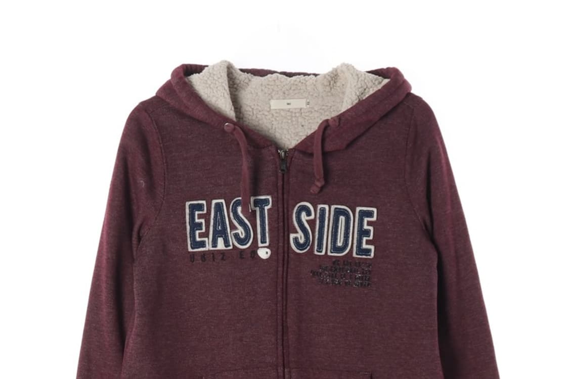 UGIZ 이스트사이드 레터링 덤블 양털 후드 집업 상품이미지4