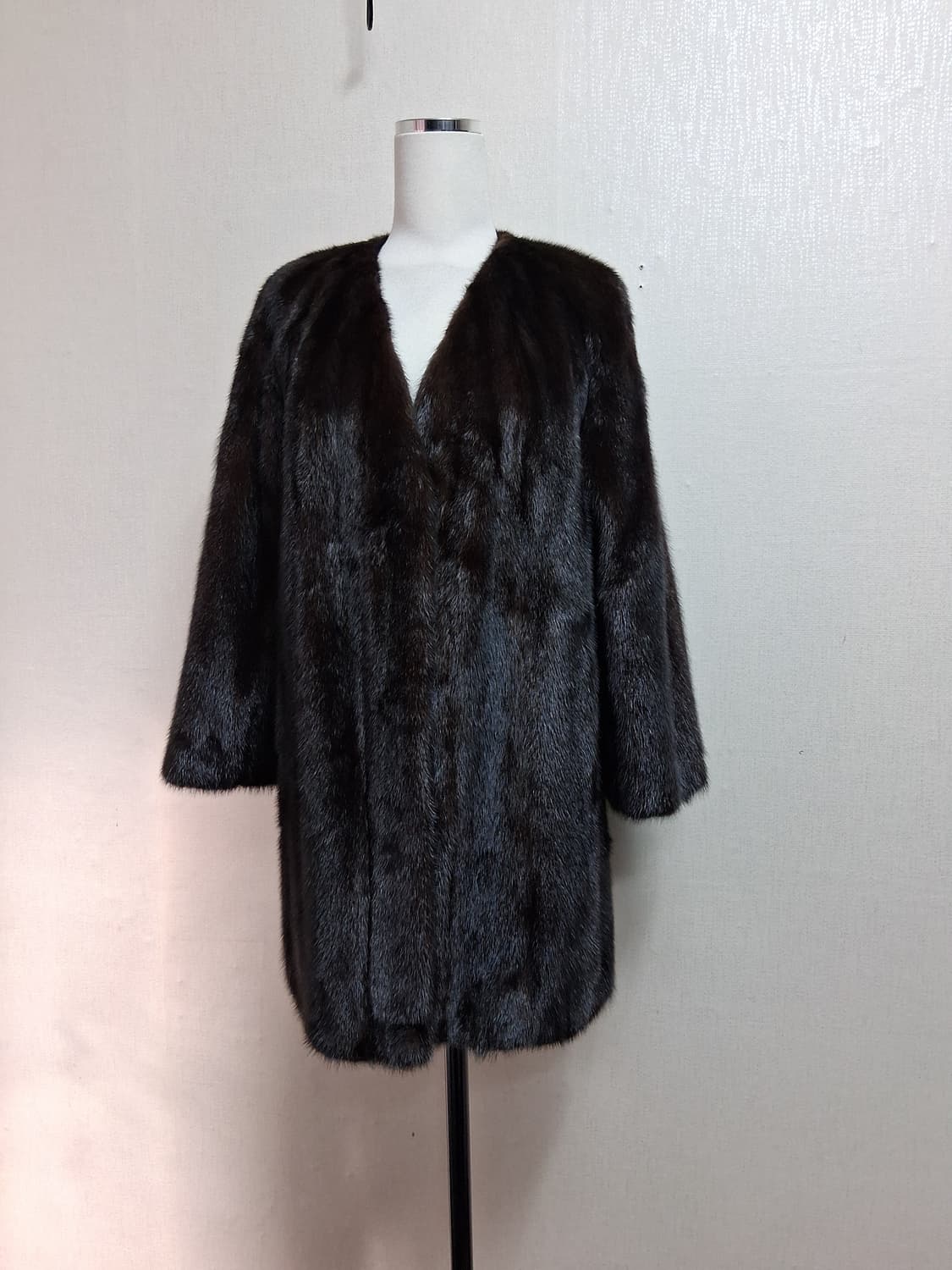 일본구제 ROTINY 밍크하프쟈켓 밍크코트 짙은브라운 검정섞인 66까지 상품이미지1