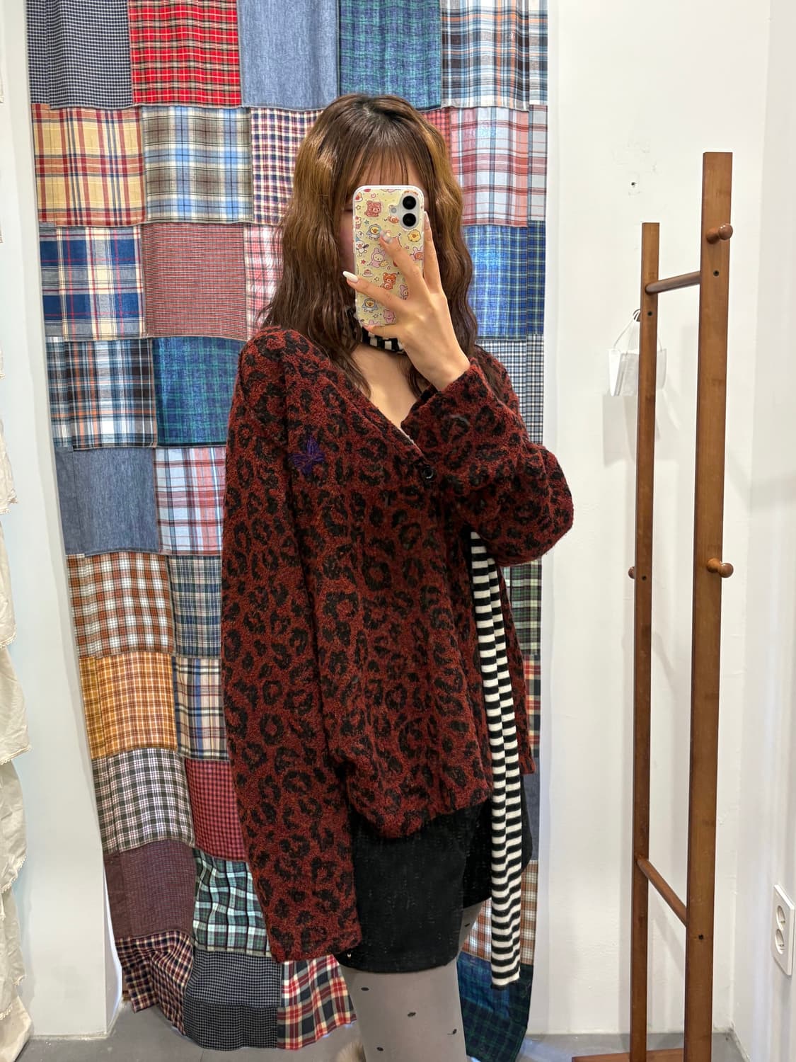 니들스 호피 부클 가디건 상품이미지1