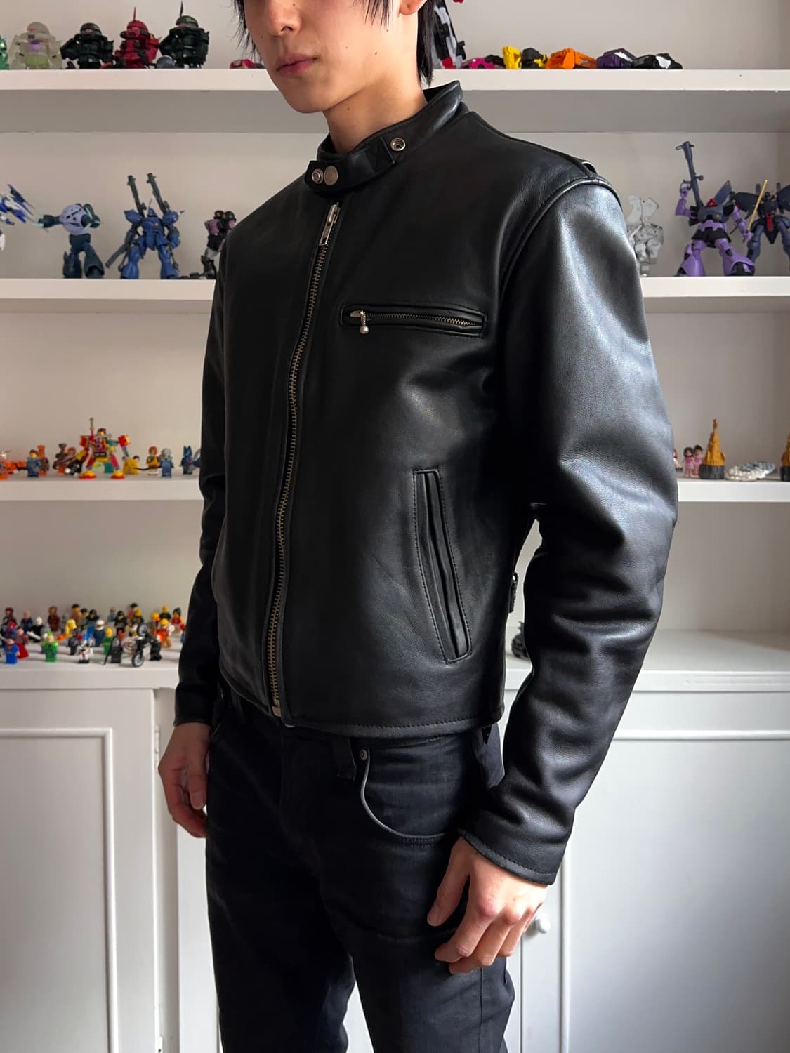 Blue Cross 카우 하이드 레더 바이커 자켓 상품이미지2