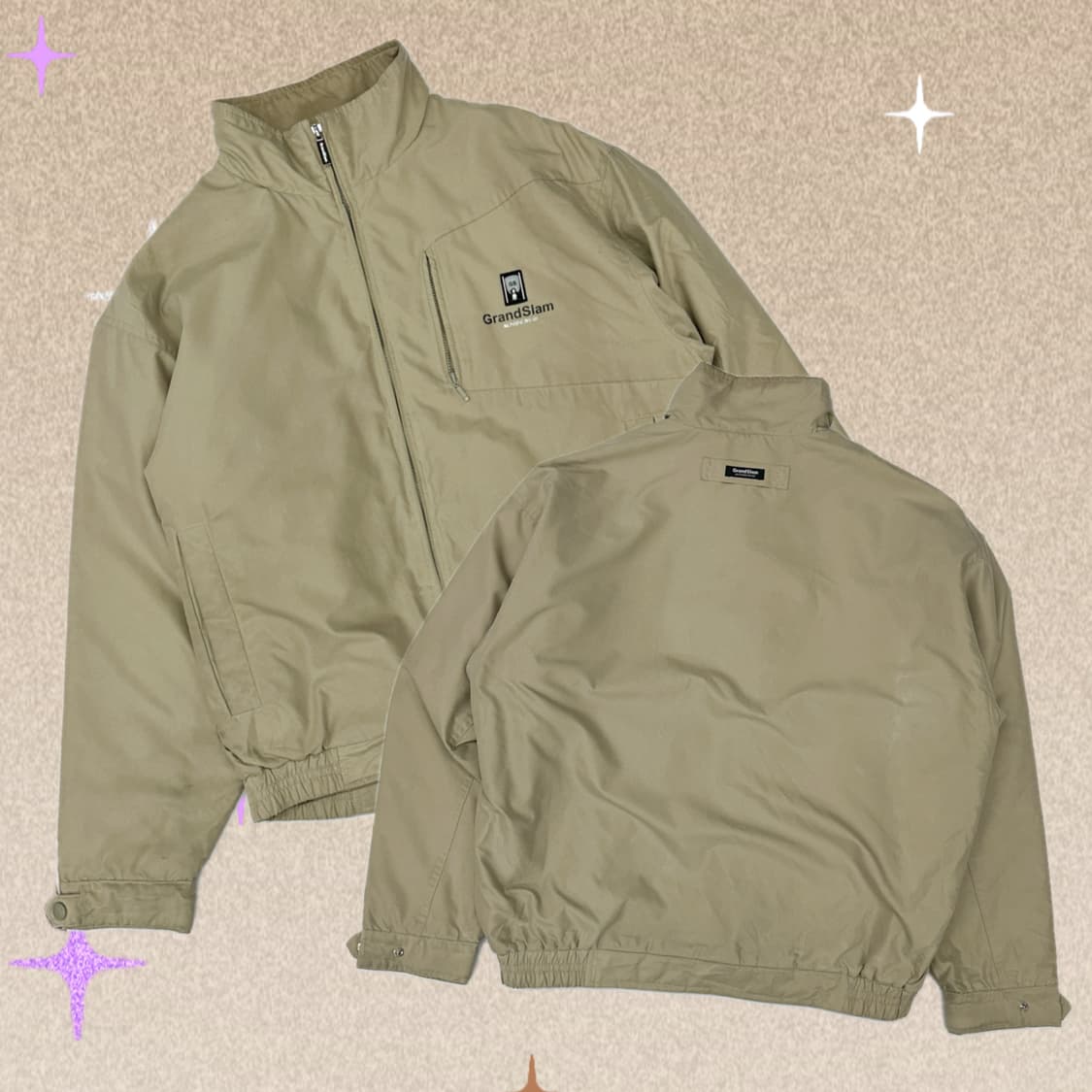Grand slam 베이지 봄버 자켓 시티보이 아메카지 베이직 바람막이 상품이미지1