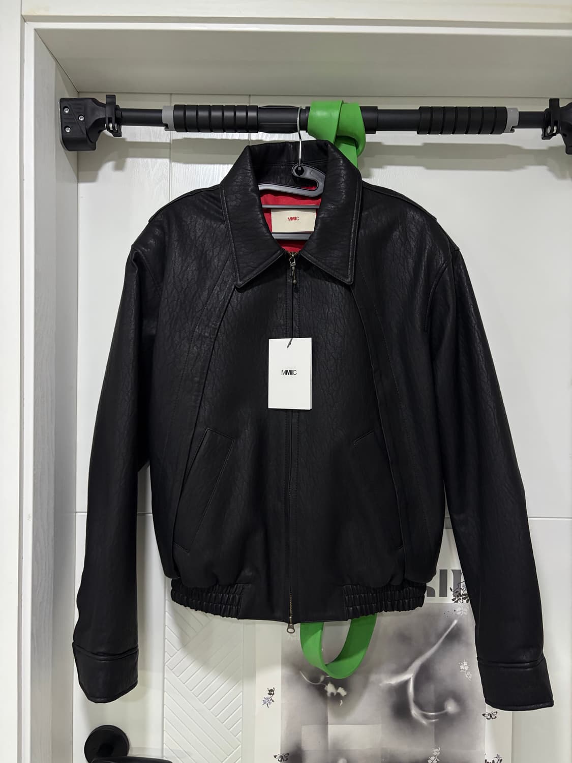 (새상품) MMIC 블랙 레더 블루종 자켓 상품이미지2