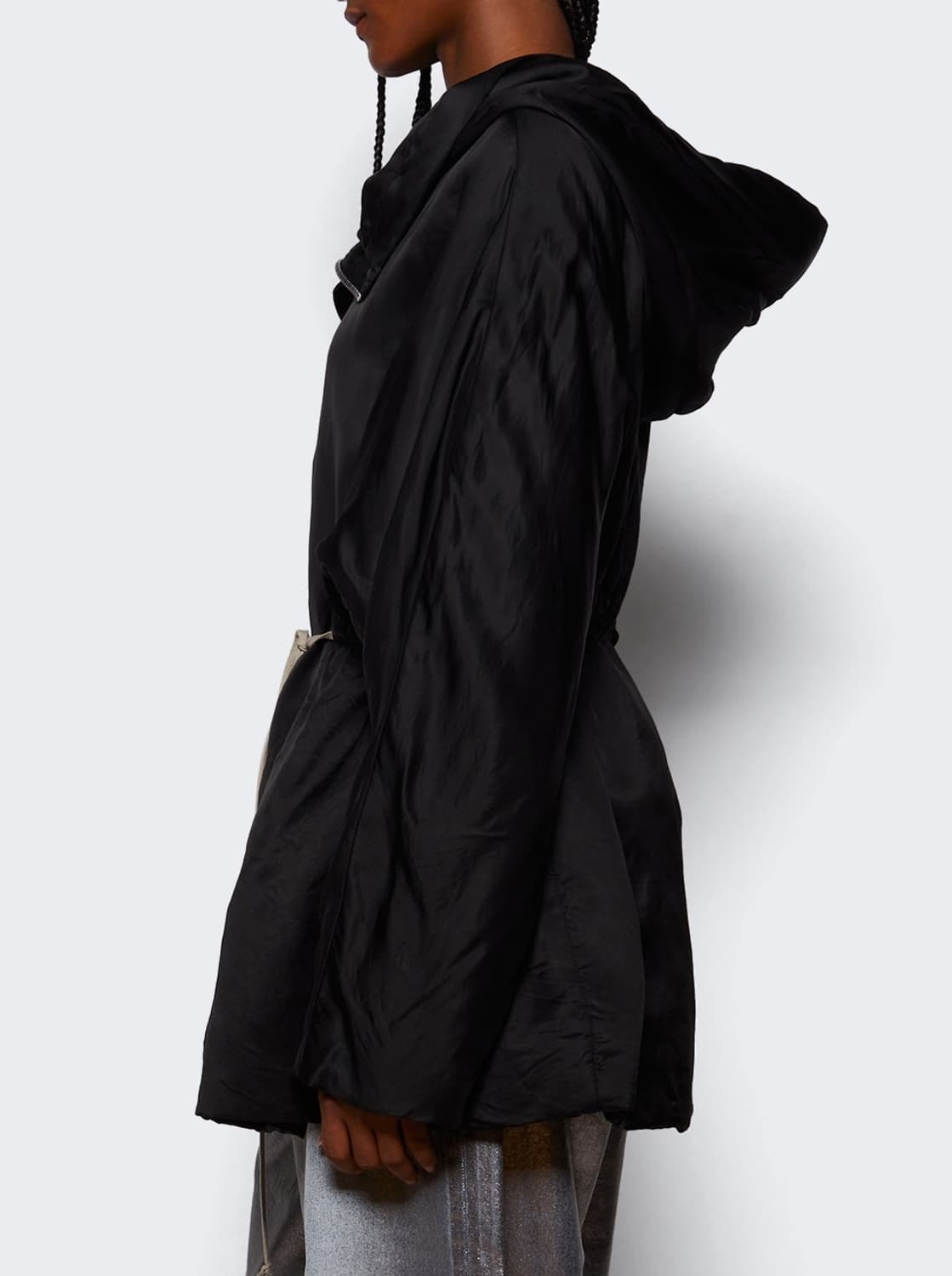 [F]릭오웬스 드로스토링 헴 후드 자켓/블랙 상품이미지3