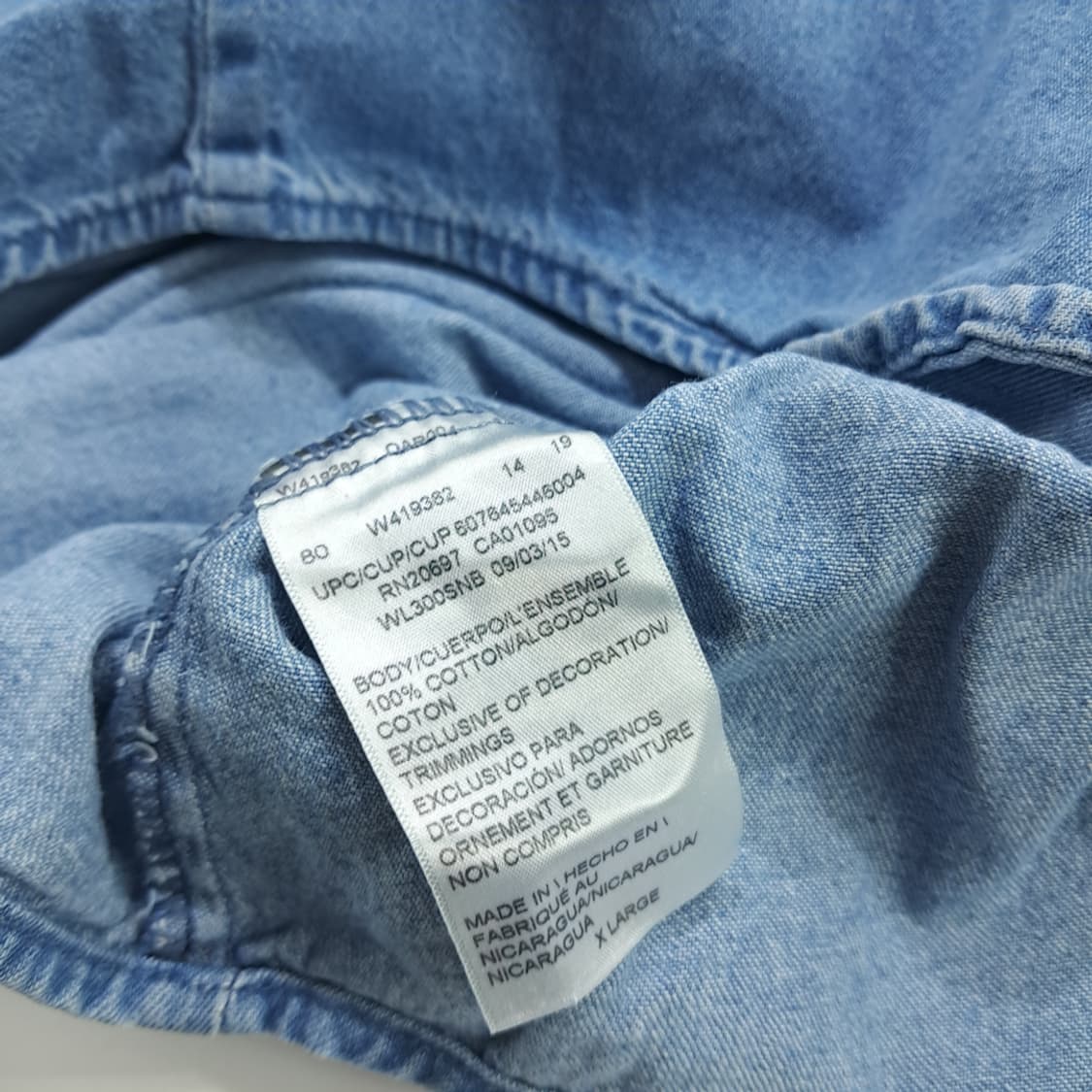 Co830 XL 디키즈 00s 연청 데님 긴팔 셔츠 상품이미지7