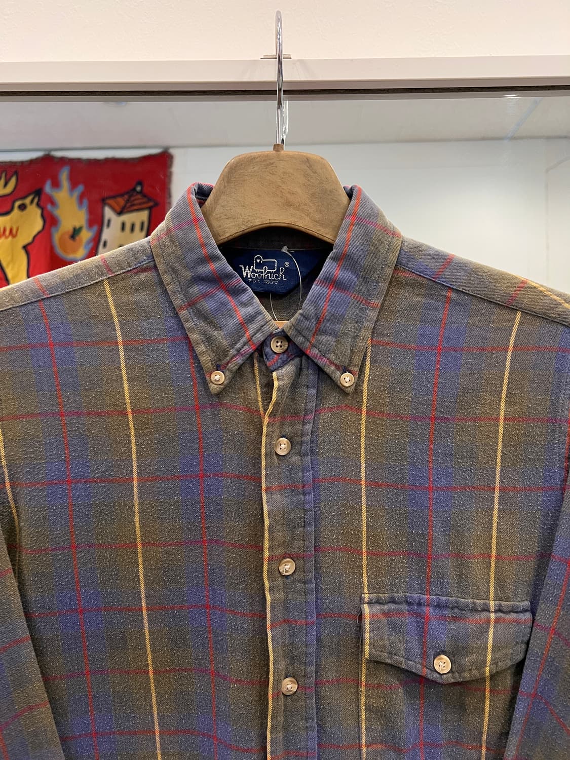 80s Woolrich 울리치 빈티지 코튼 플란넬 체크 셔츠 상품이미지2