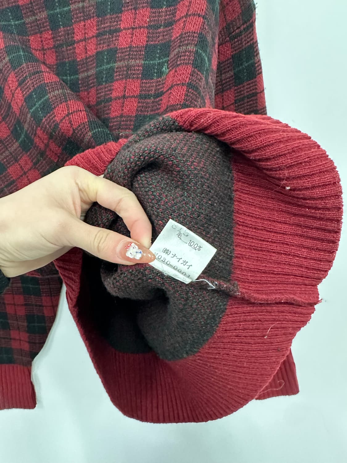 폴로 버건디 체크 니트  상품이미지4