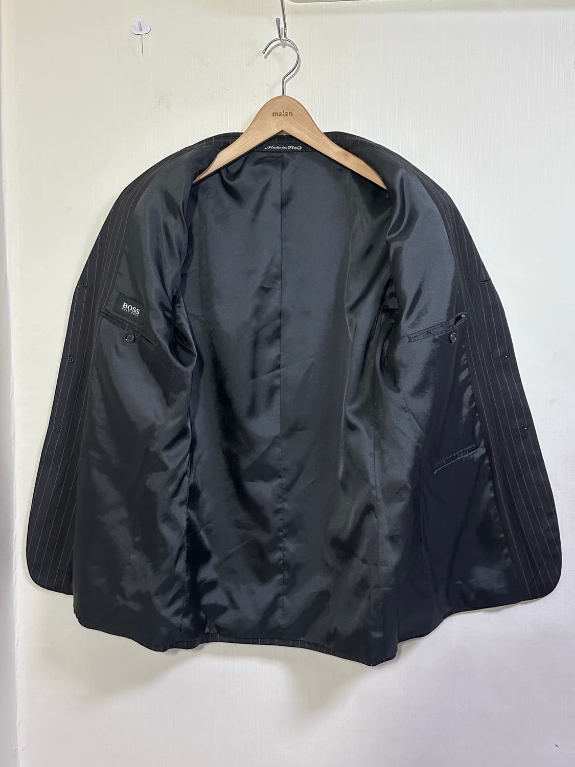 휴고보스 스트라이프 정장 셋업 105/30/블랙 / 오버핏 수트 상품이미지5