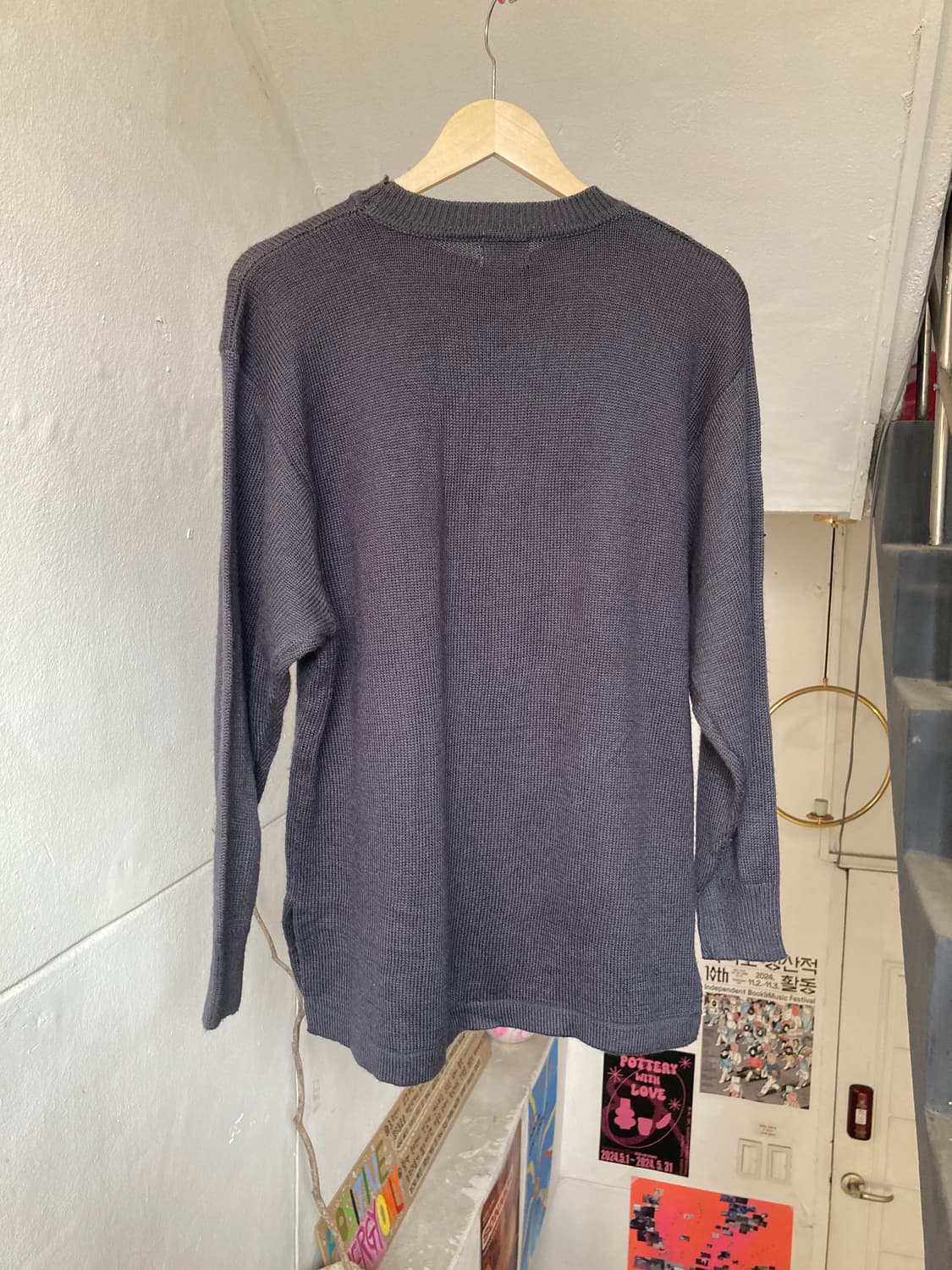 빈티지 자수 그레이 니트 상품이미지5