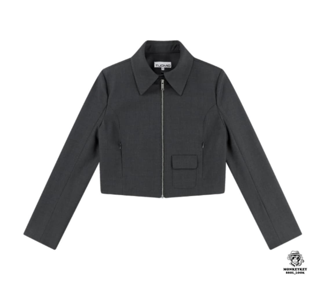 뚜오미오 CROPPED ZIPPER JACKET 차콜 1 사이즈 상품이미지1