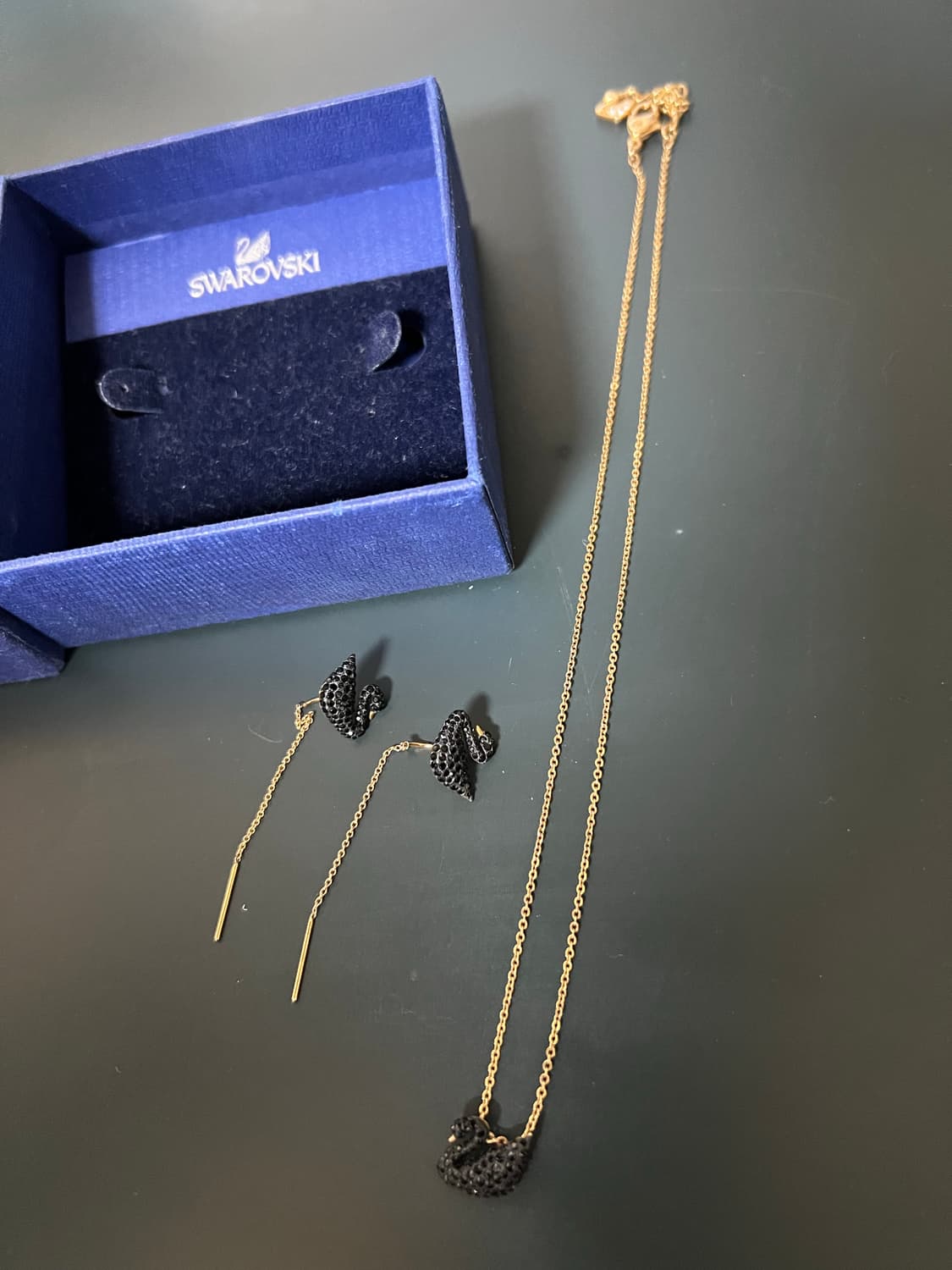 스와로브스키 블랙 스완 목걸이 귀걸이 세트 상품이미지2