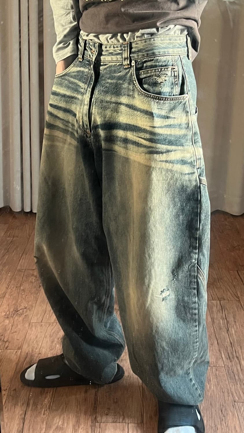 노운 bias tapered denim pants (blue) 1사이즈 상품이미지4