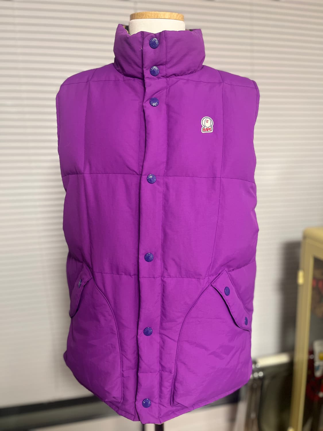 베이프 양면 카모 패딩 덕다운 조끼 L 상품이미지5